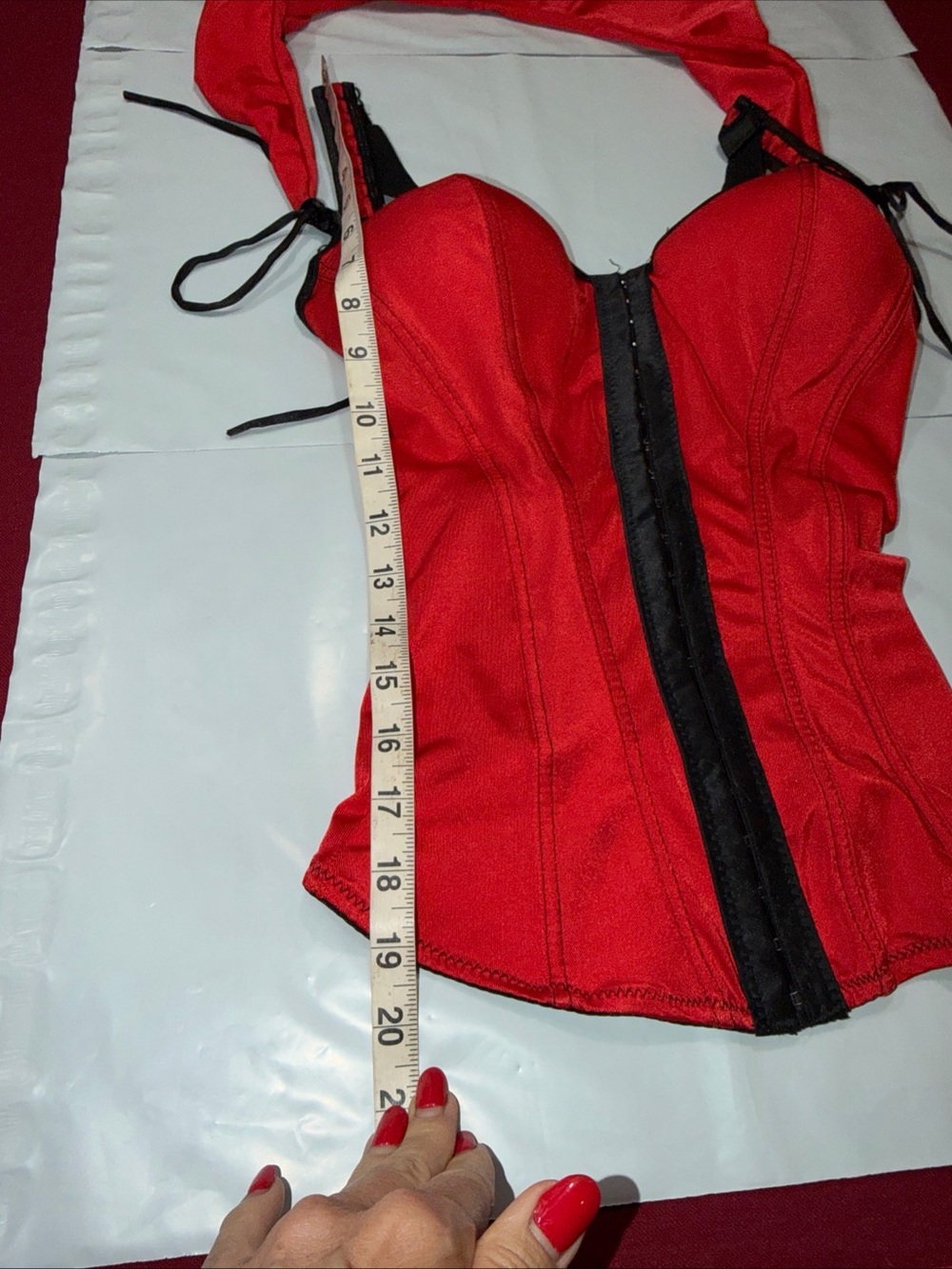 Red black corset with detachable Red hood Red Riding Hood Sexy Top Size Small S - Picture 6 of 16